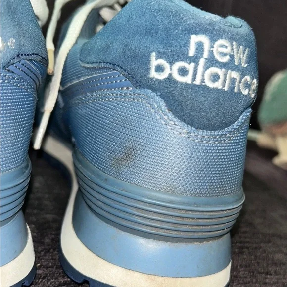 New Balance 574 “Pique Polo”  Blue Sneakers Classic Suede Mesh - Picture 7 of 15